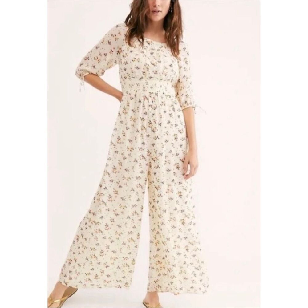 Womens Saint Helena Ivory Floral Print Gorgeous Airy Jumpsuit - Sz S